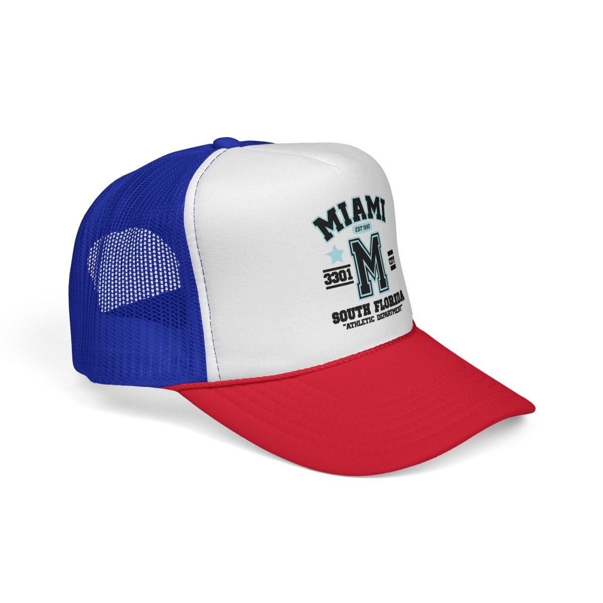 Miami Varsity Trucker Cap — South Florida Retro Mesh Hat - Chinchilla Choons